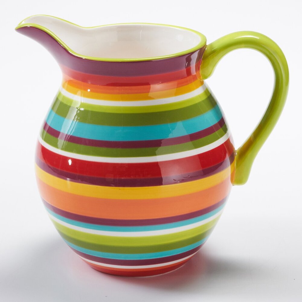 Crate & Barrel Large Carnivale Stripe Pitcher